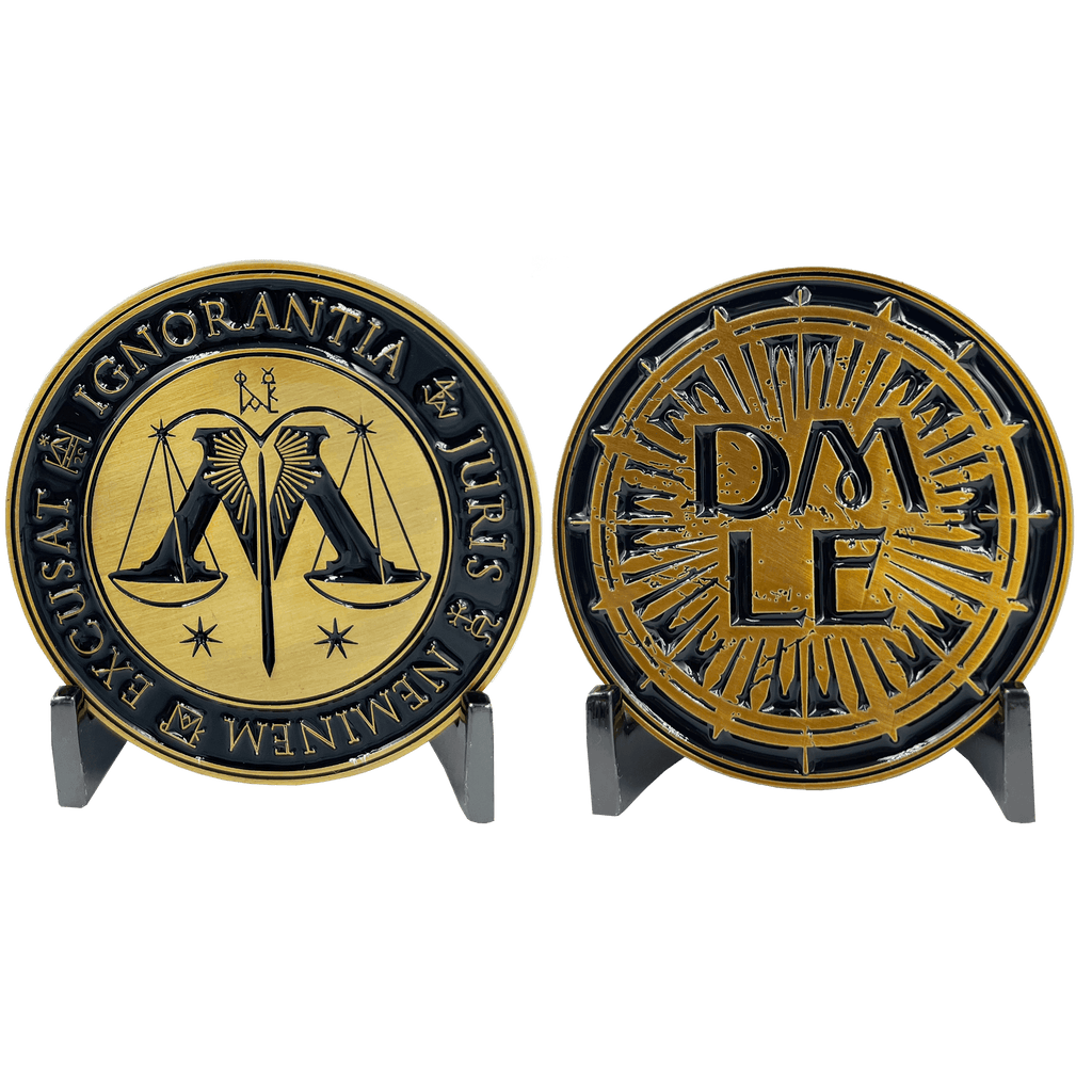 EL8-021 Department of Magical Law Enforcement DMLE Challenge Coin Antique Gold plated - 
