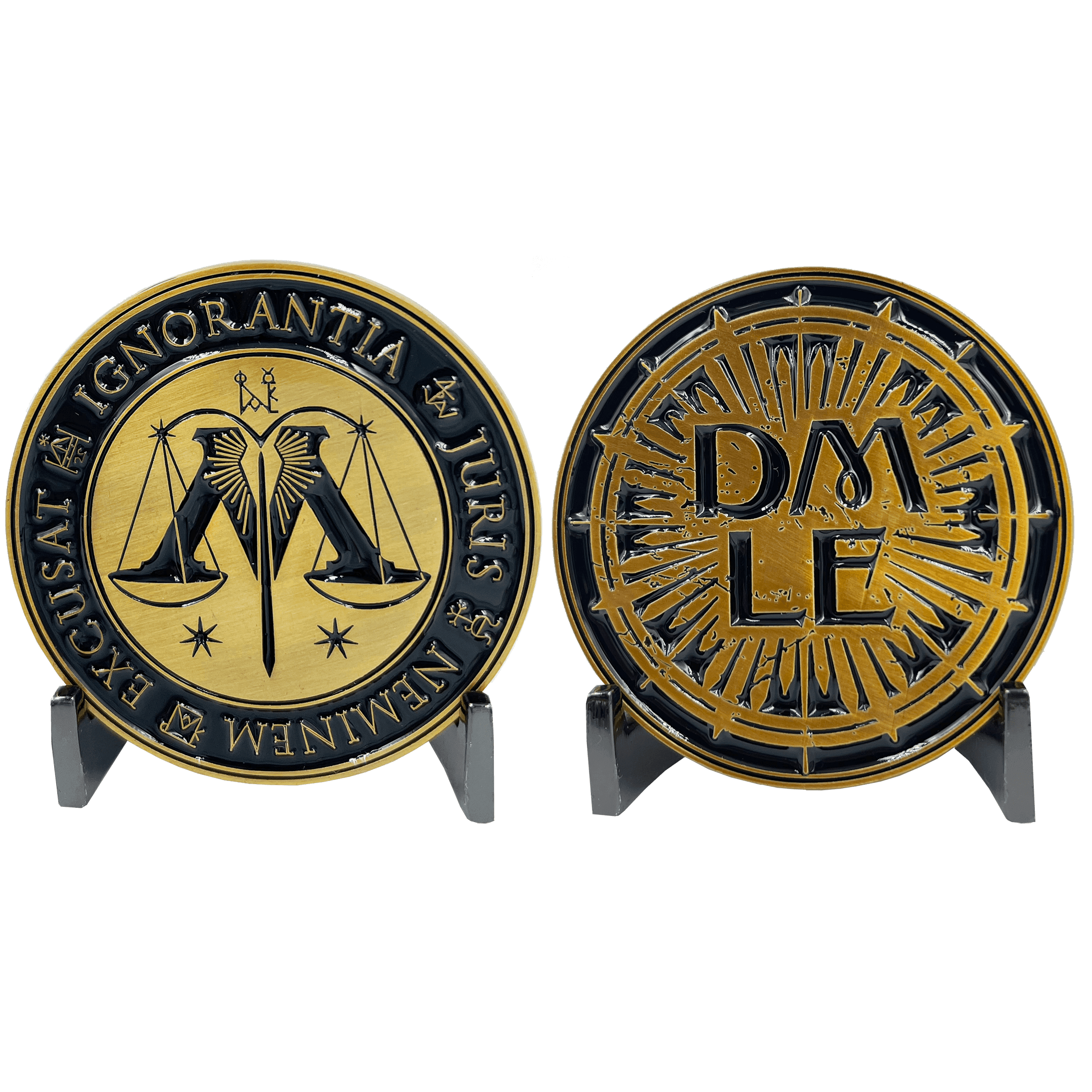 EL8-021 Department of Magical Law Enforcement DMLE Challenge Coin Antique Gold plated - 