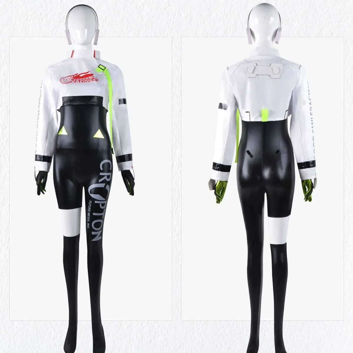 Hatsune Miku Racing 2022 Cosplay Costume – Full Bodysuit with Wig and Gloves - Costume / XS