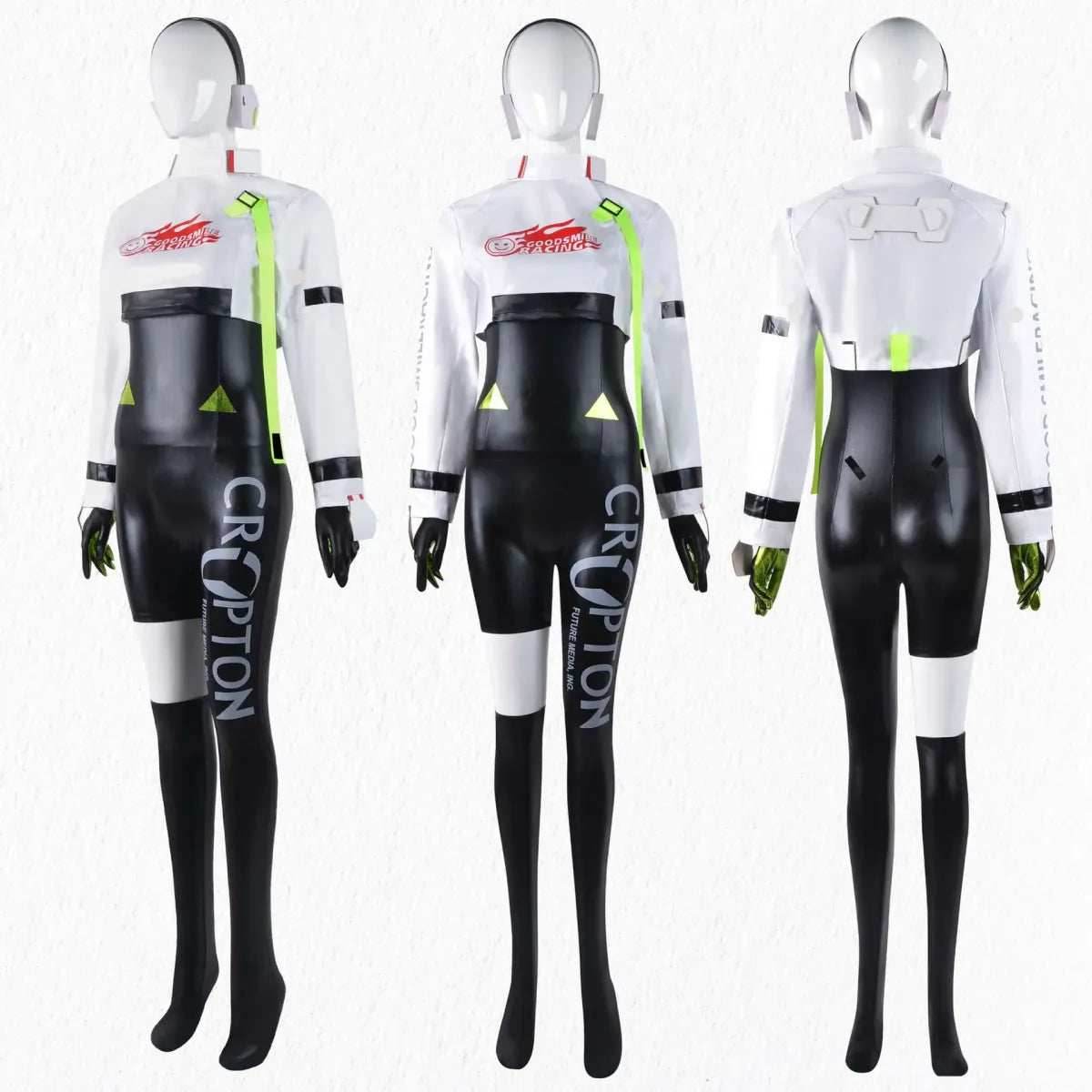 Hatsune Miku Racing 2022 Cosplay Costume – Full Bodysuit with Wig and Gloves - Costume / XS