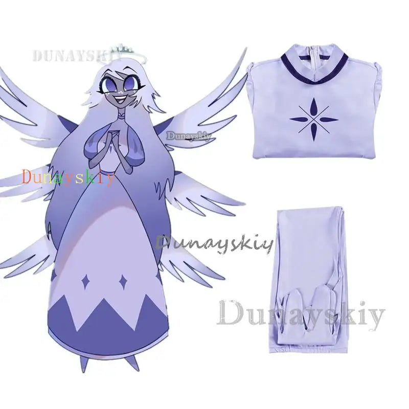 Hazbin Angel Emily Seraphim Cosplay Costume Halo Cosplay Hotel Women Fancy Dress Outfit Halloween Uniform Hasbin Hazubin Suit