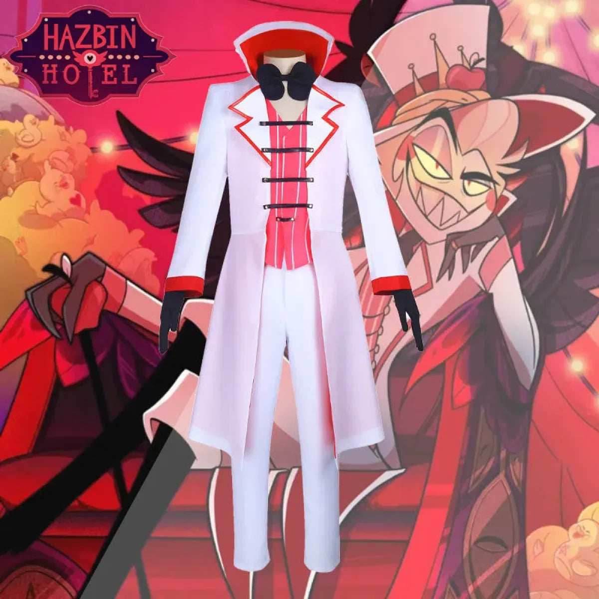 Hazbin Hotel Lucifer Cosplay Costume - Suit, Vest, Wig - S / Wig Only