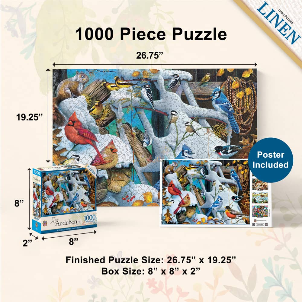 Audubon - Snow Birds 1000 Piece Jigsaw Puzzle
