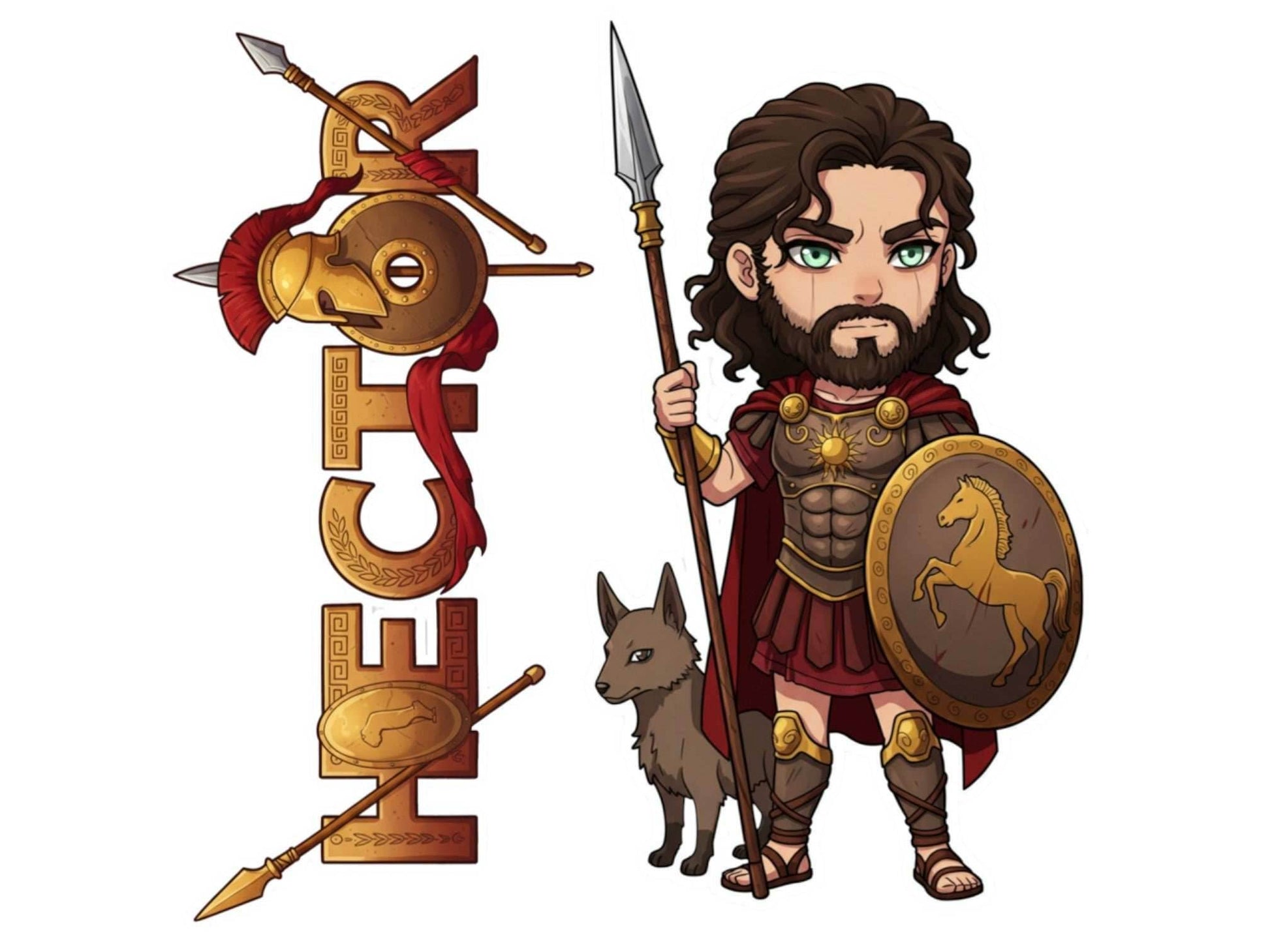 Hector Sticker and Magnet – Korythaiolos Mythkins™ – Hero of Troy | Waterproof & UV-Proof - Sticker / Mini