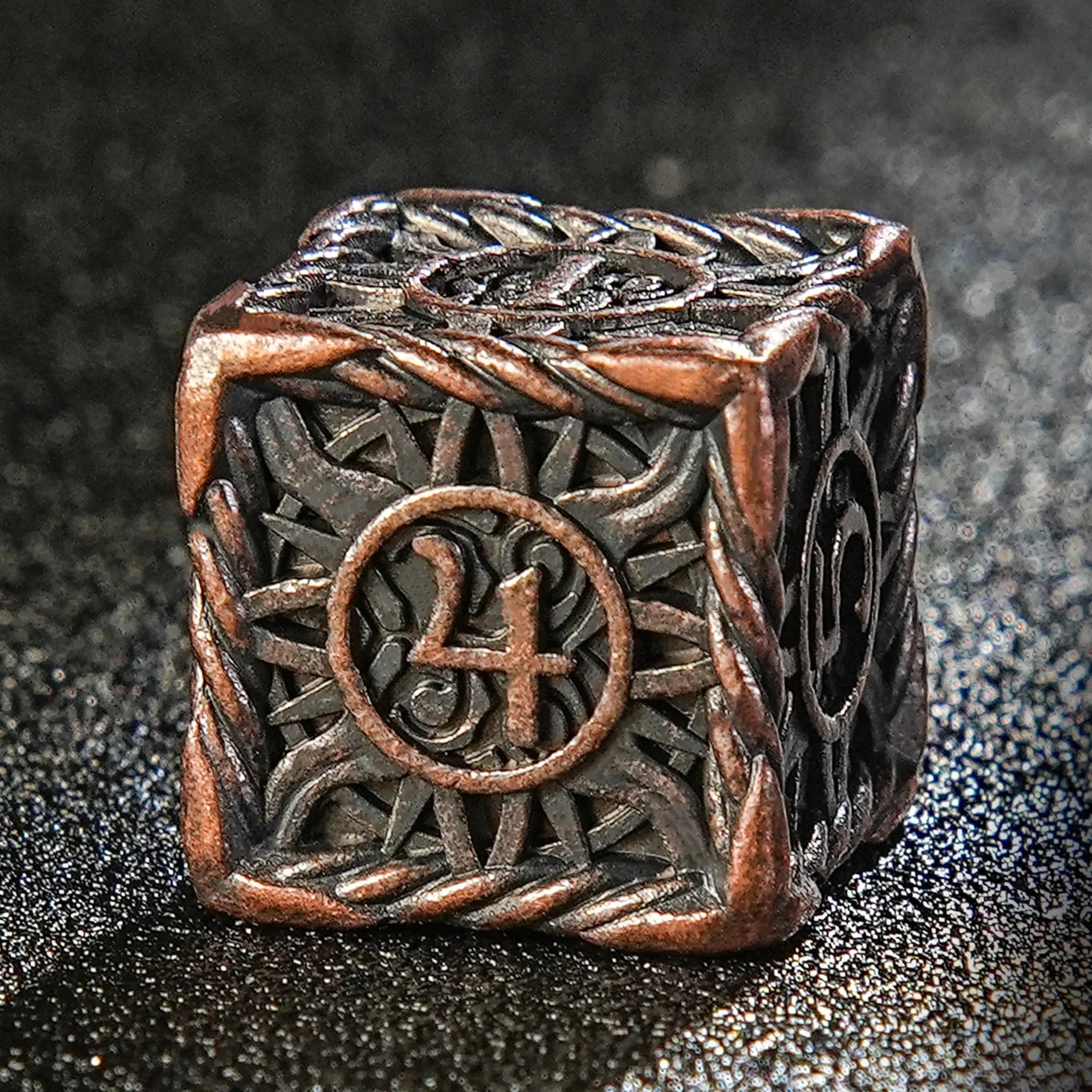 Helios Antique Red Copper Solid Metal DND Dice Set