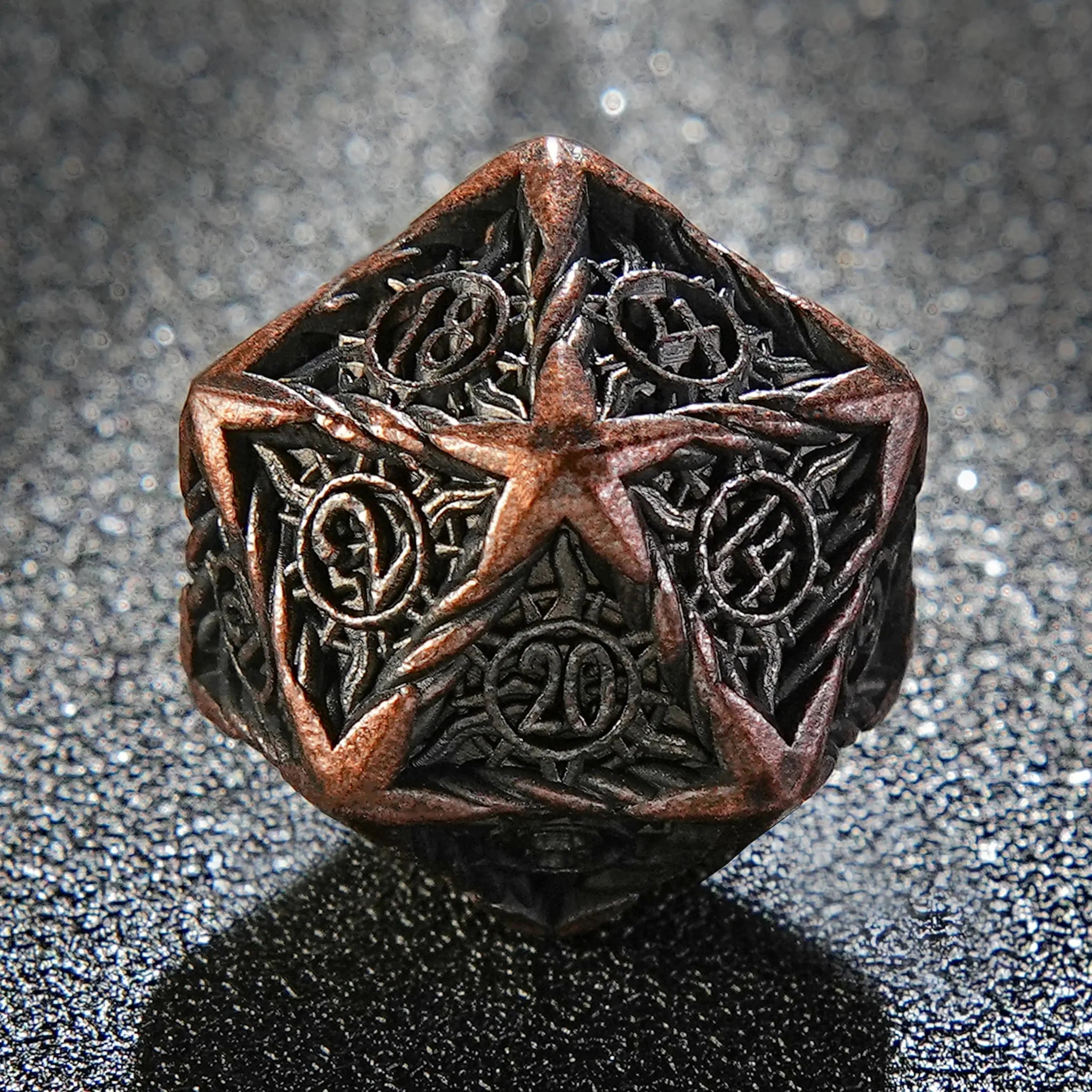 Helios Antique Red Copper Solid Metal DND Dice Set