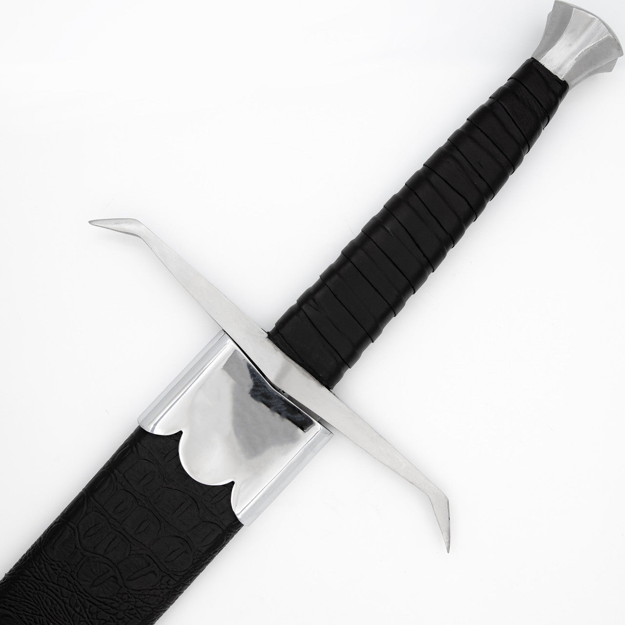 Hellion Rising 1095 High Carbon Medieval Sword with Black Leather Wrap Handle