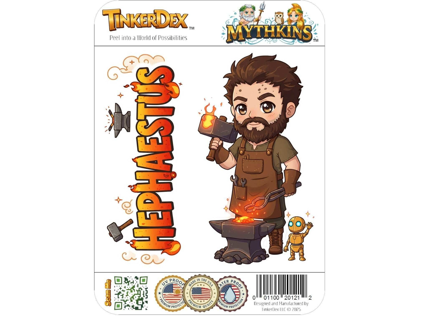 Hephaestus Sticker and Magnet – Klytotechnes Mythkins™ – Greek God of the Forge and Fire | Waterproof & UV-Proof - Sticker / Mini