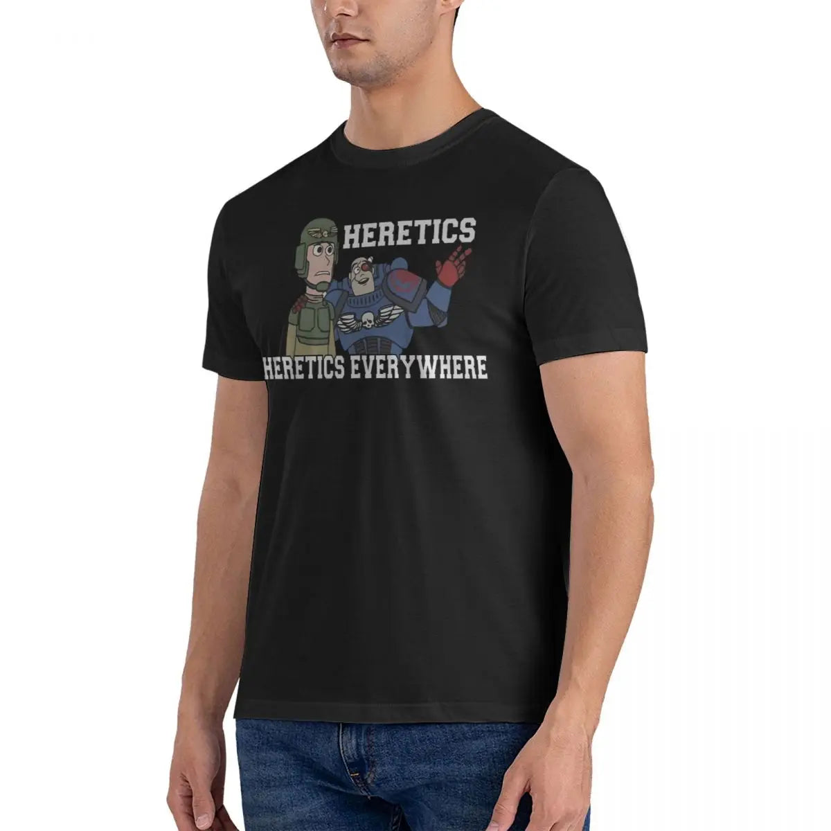 Heretics, Heretics Everywhere Print T-Shirts Men W-Warhammer 40k Unique Cotton Tees Crewneck Short Sleeve T Shirts