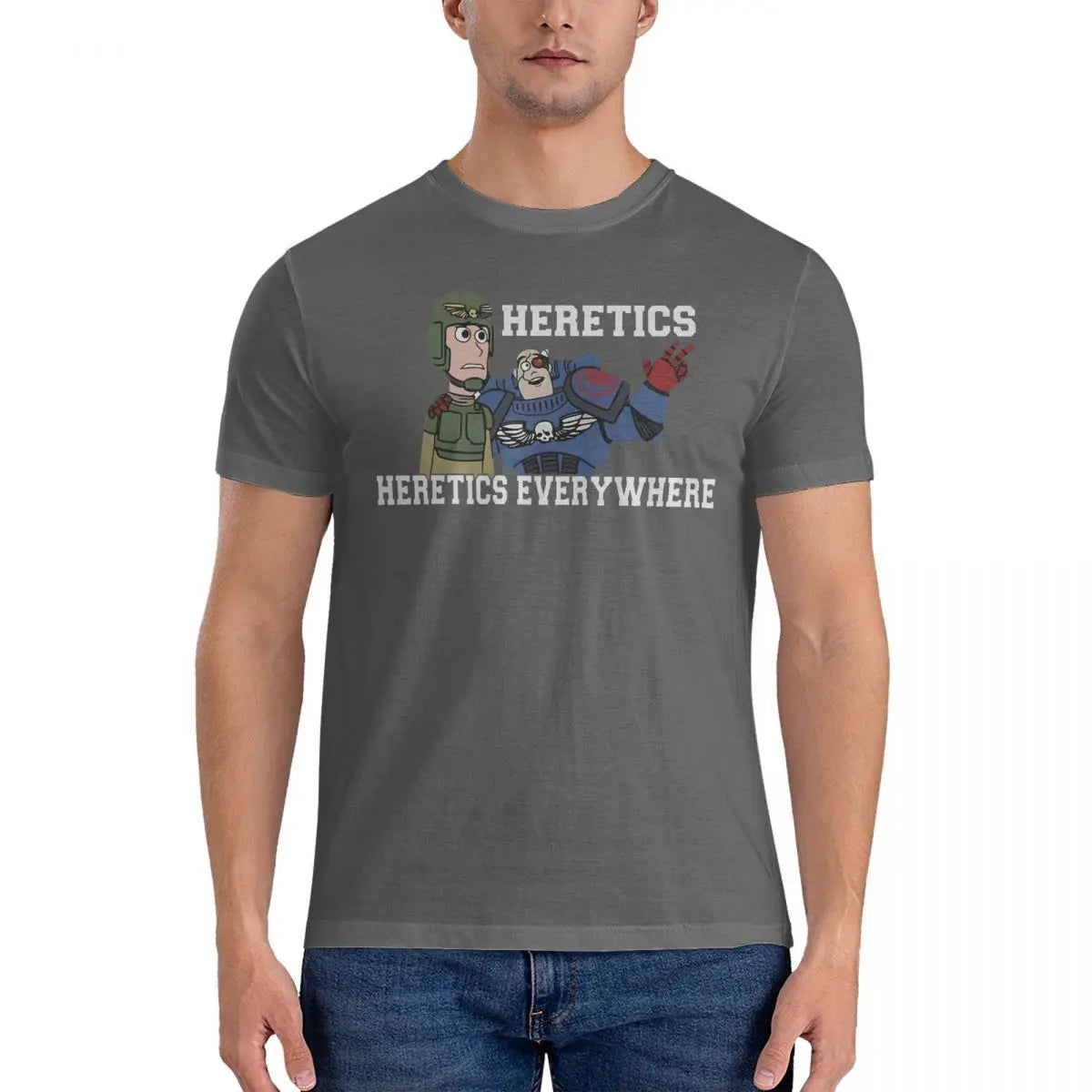 Heretics, Heretics Everywhere Print T-Shirts Men W-Warhammer 40k Unique Cotton Tees Crewneck Short Sleeve T Shirts