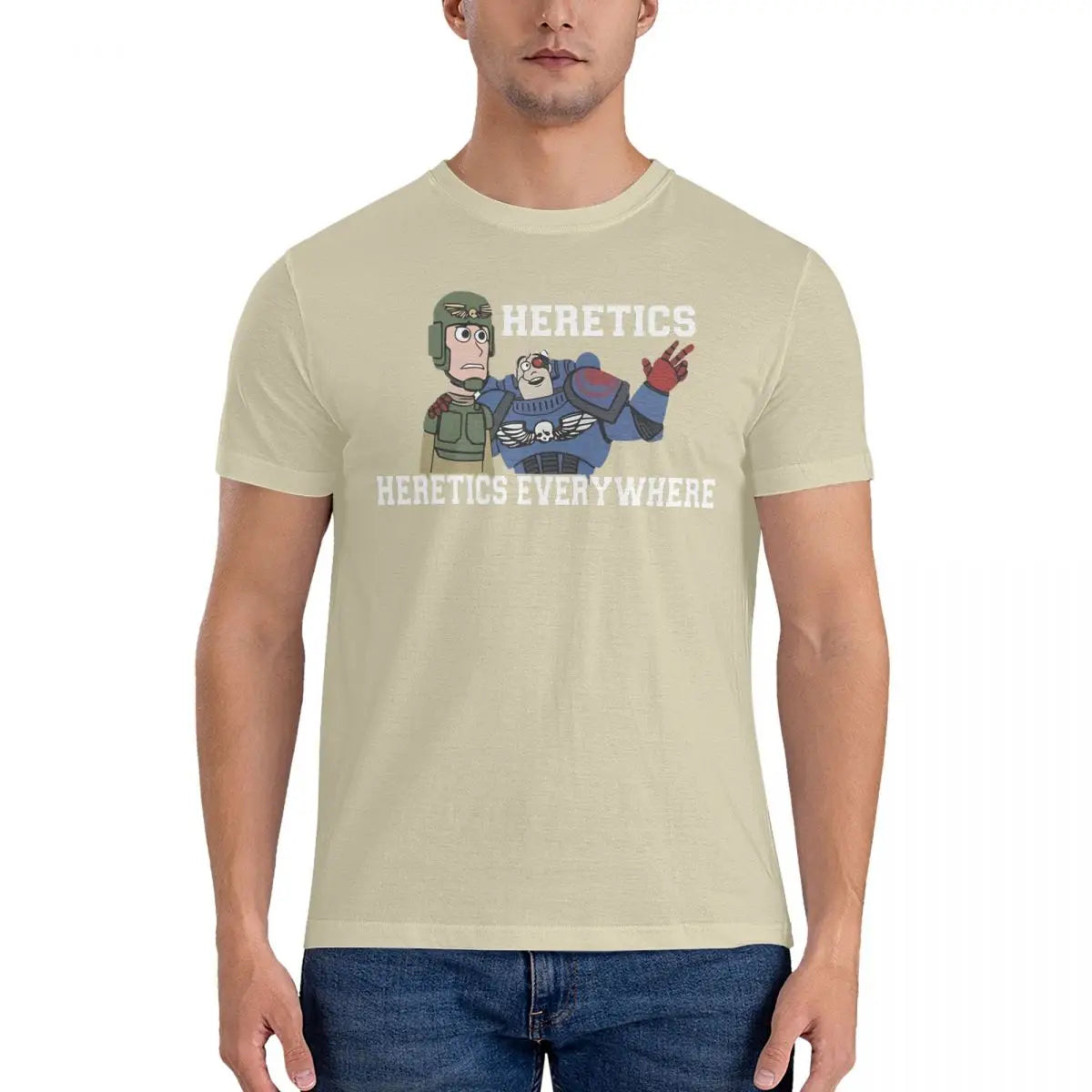 Heretics, Heretics Everywhere Print T-Shirts Men W-Warhammer 40k Unique Cotton Tees Crewneck Short Sleeve T Shirts