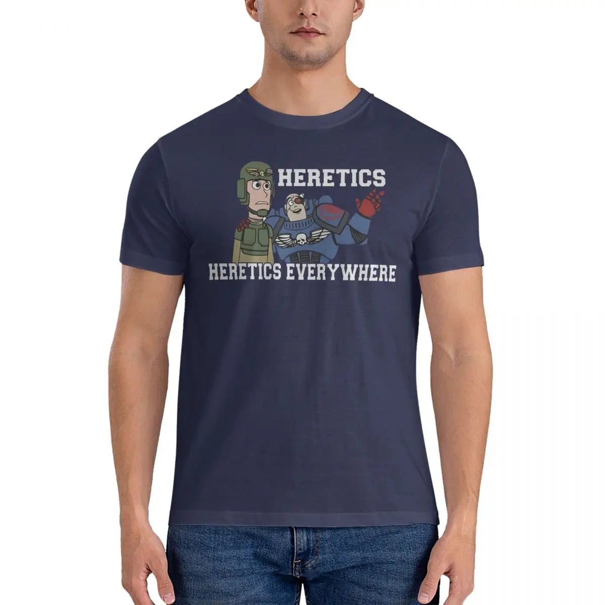 Heretics, Heretics Everywhere Print T-Shirts Men W-Warhammer 40k Unique Cotton Tees Crewneck Short Sleeve T Shirts