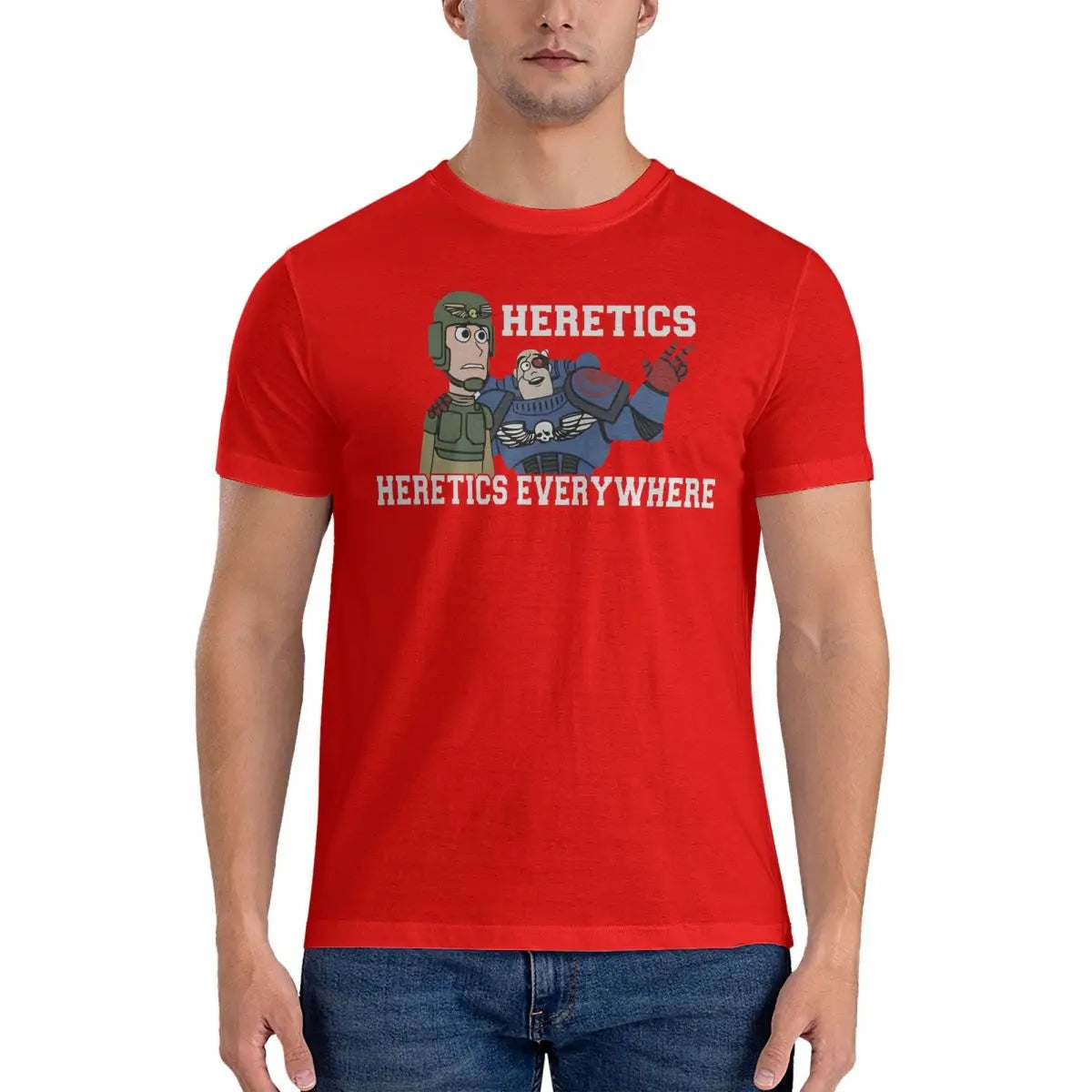 Heretics, Heretics Everywhere Print T-Shirts Men W-Warhammer 40k Unique Cotton Tees Crewneck Short Sleeve T Shirts