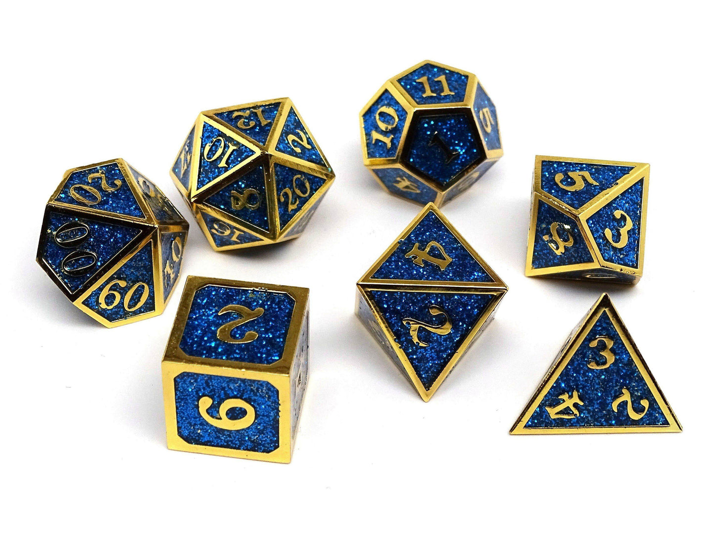 Heroic Dice of Metallic Luster - Blue with Gold Font - 
