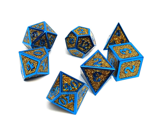 Heroic Dice of Metallic Luster - Gold with Blue Font