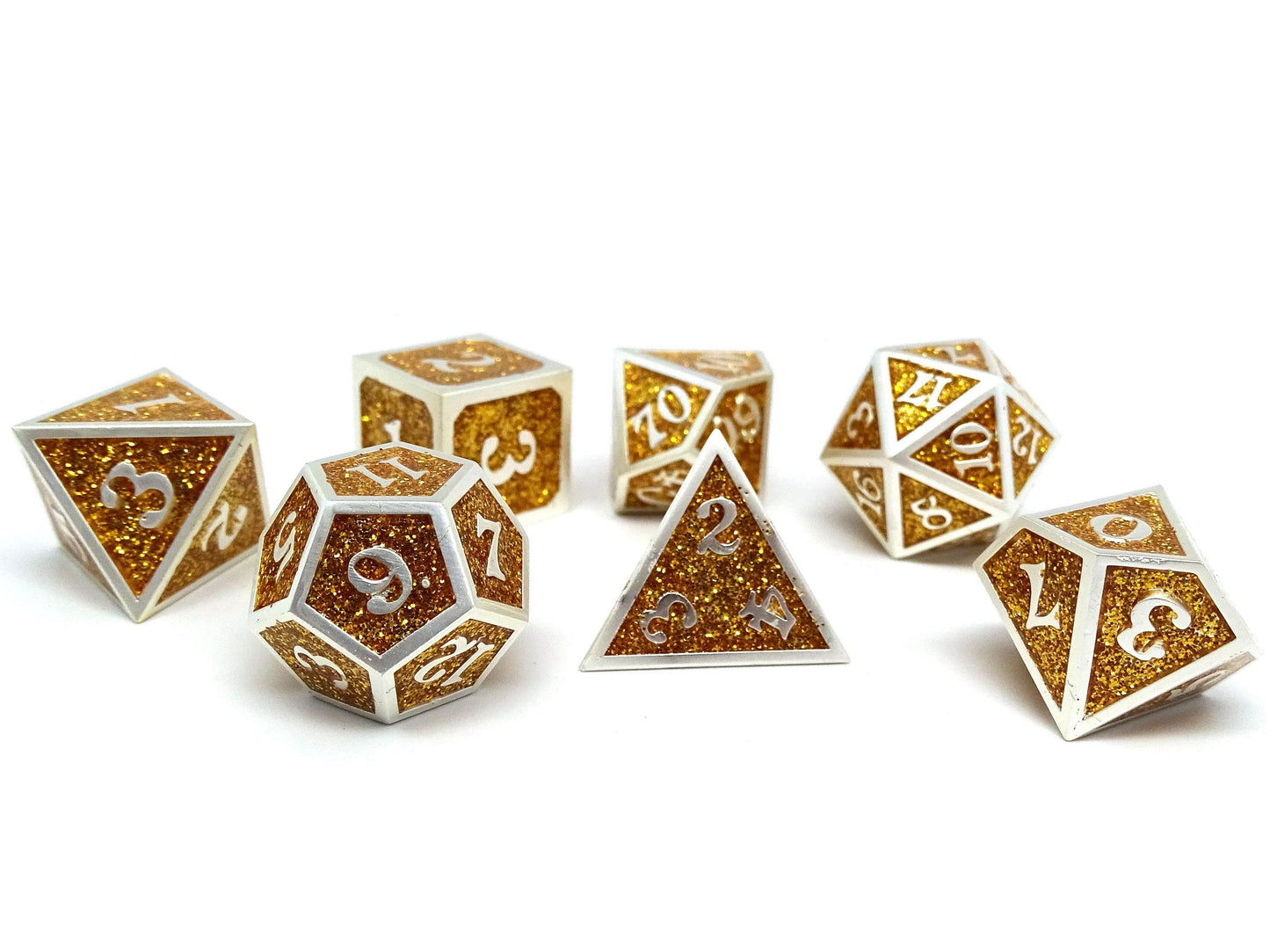 Heroic Dice of Metallic Luster - Gold with Silver Font