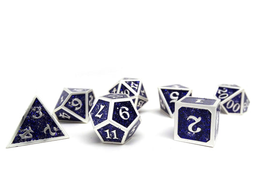 Heroic Dice of Metallic Luster - Purple with Silver Font