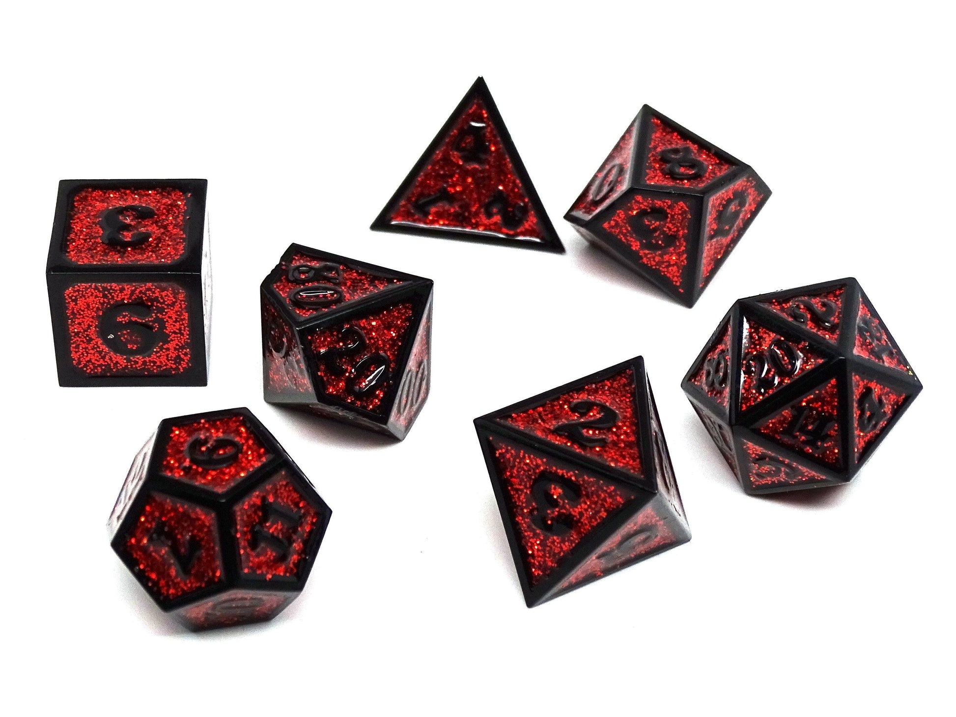 Heroic Dice of Metallic Luster - Red with Black Font