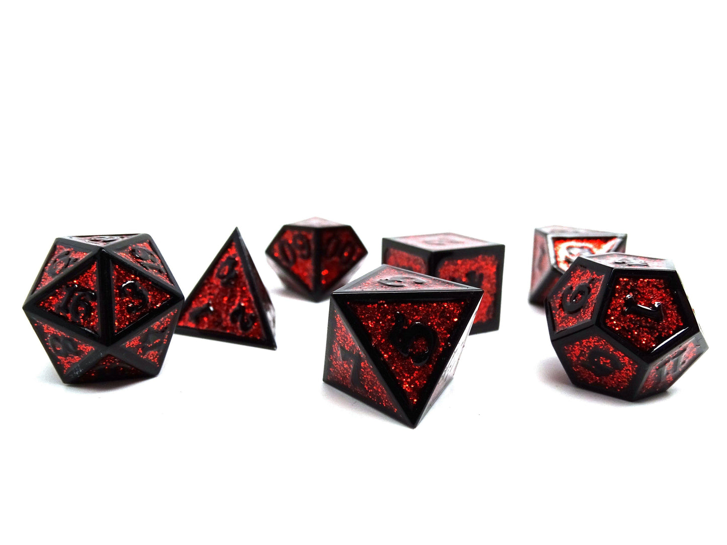 Heroic Dice of Metallic Luster - Red with Black Font