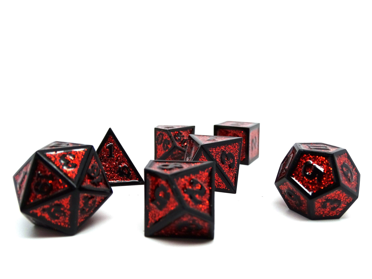 Heroic Dice of Metallic Luster - Red with Black Font