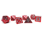 Heroic Dice of Metallic Luster - Silver with Red Font - Role-Players