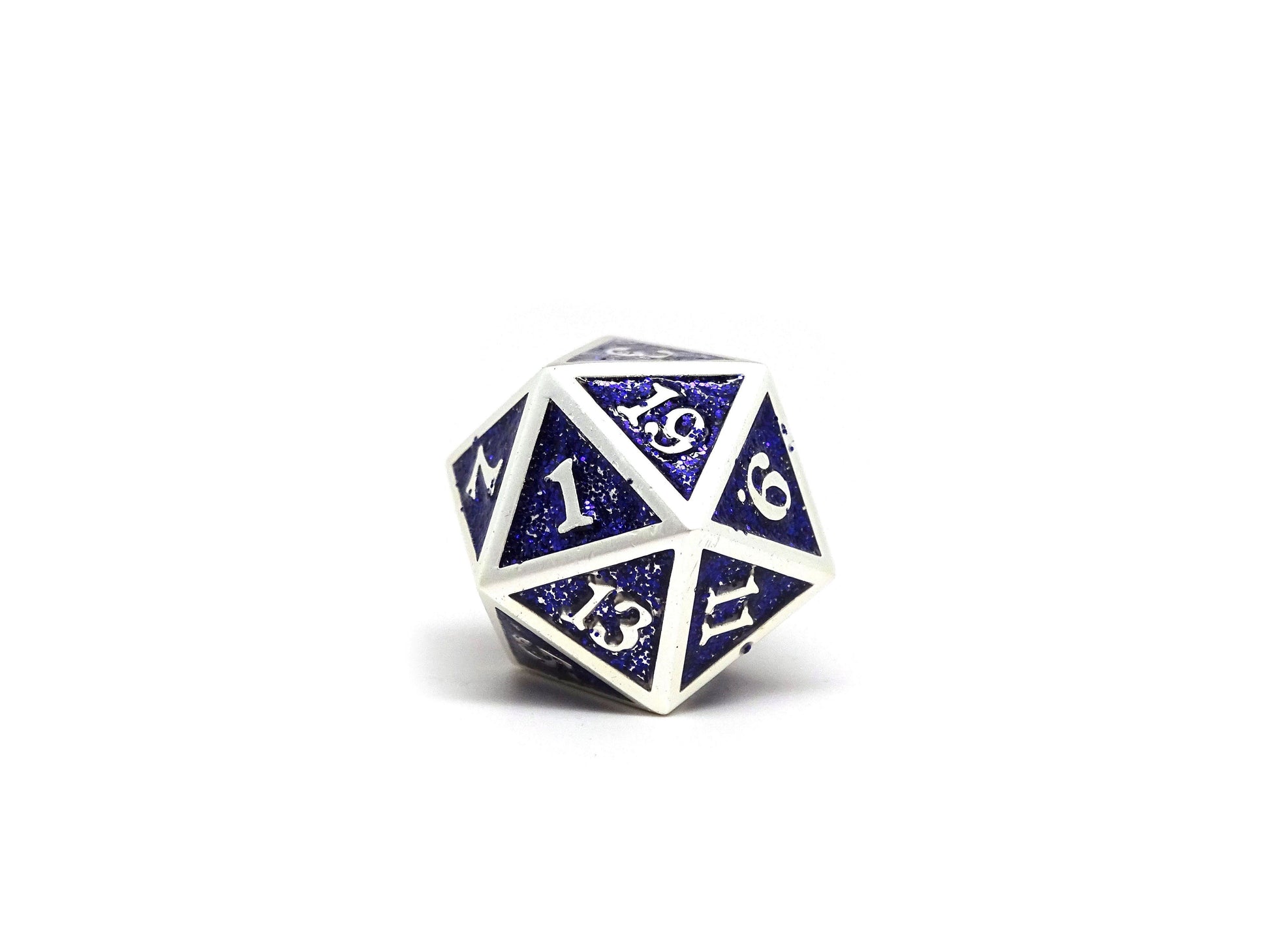 Heroic Dice of Metallic Luster - Single D20 Dice - Purple with Silver Font