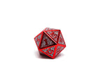 Heroic Dice of Metallic Luster - Single D20 Dice - Silver with Red Font - Role-Players