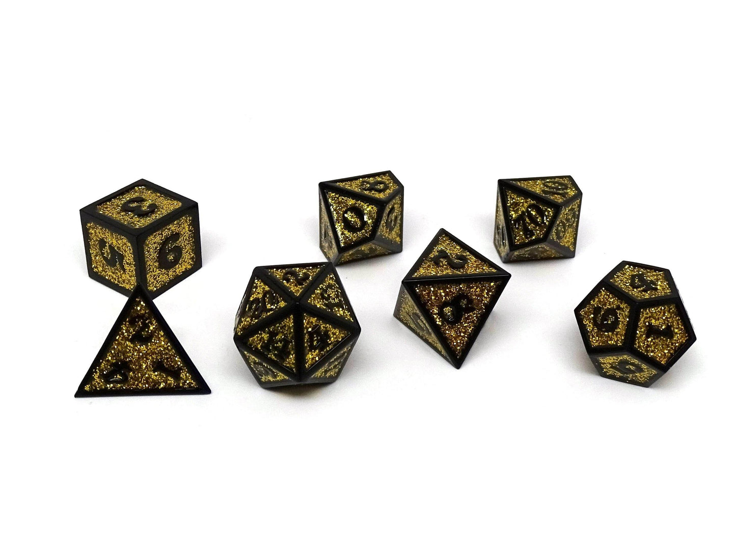 Heroic Dice of Metallic Luster - Yellow with Black Font - 