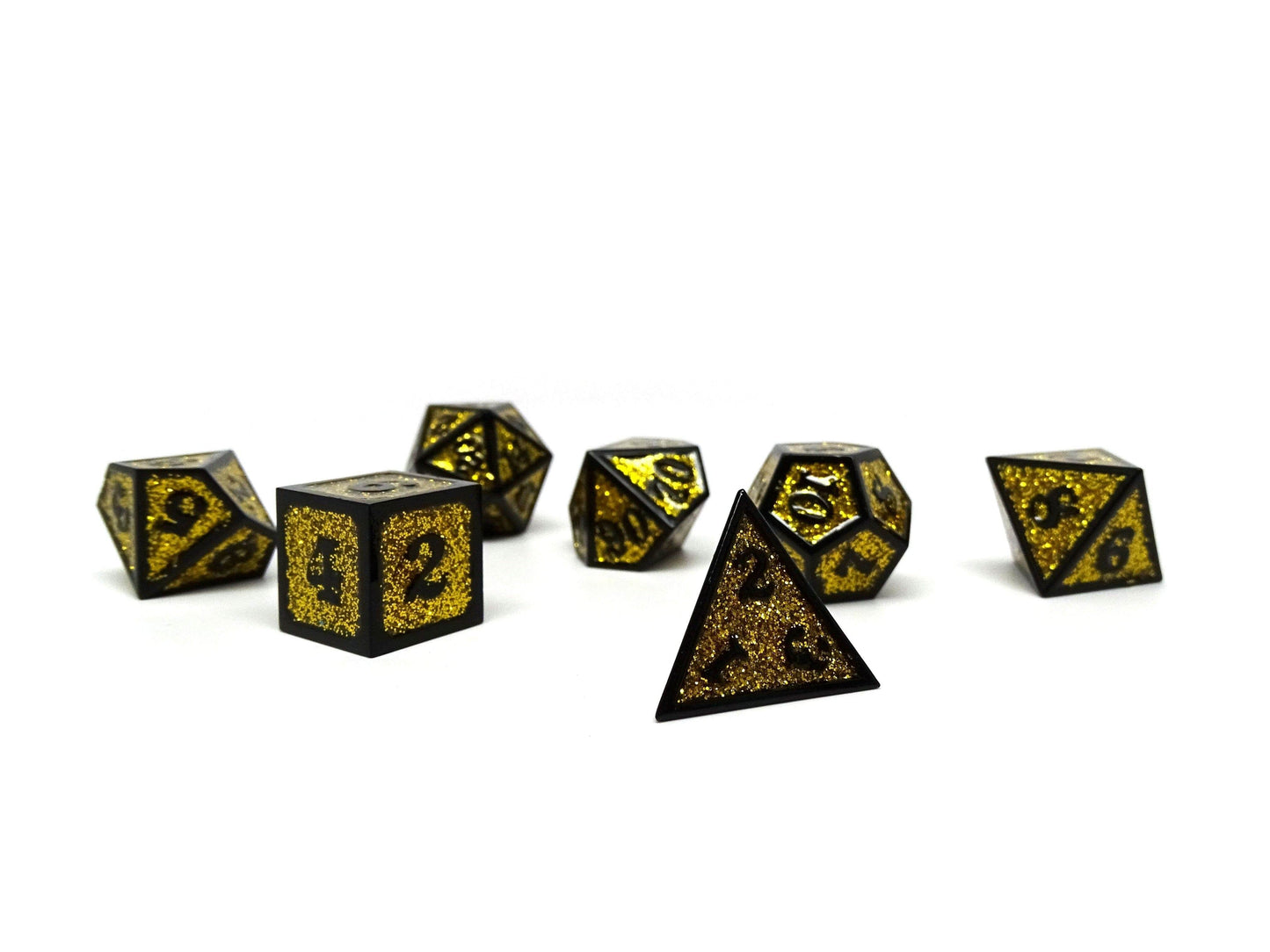 Heroic Dice of Metallic Luster - Yellow with Black Font - 
