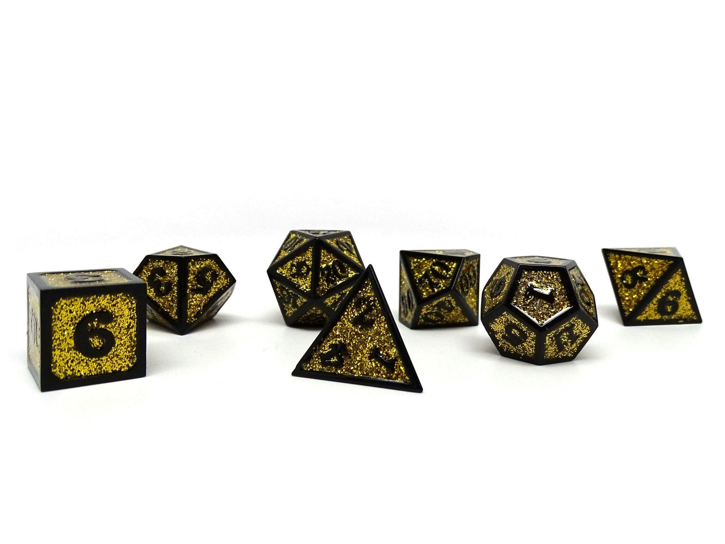 Heroic Dice of Metallic Luster - Yellow with Black Font - 