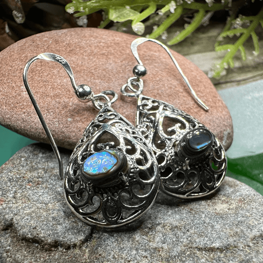 Alby Celtic Raindrop Earrings - abalone shell