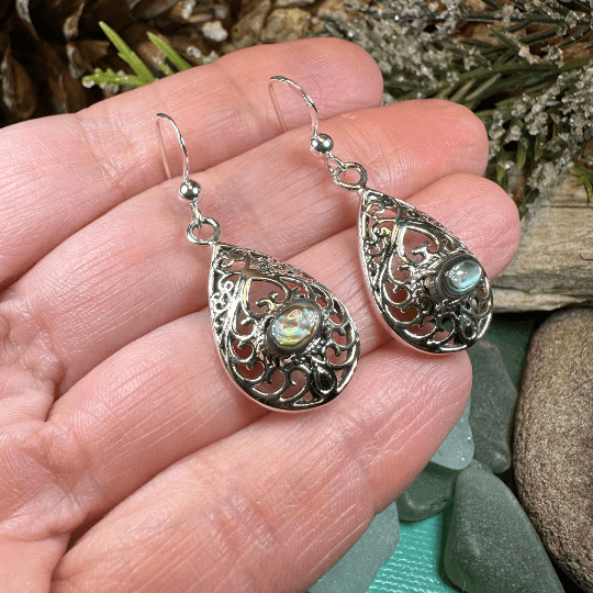Alby Celtic Raindrop Earrings - abalone shell