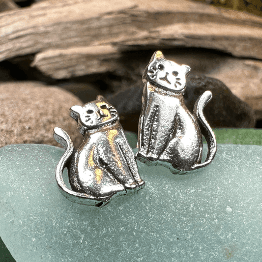 Curious Cat Stud Earrings - 