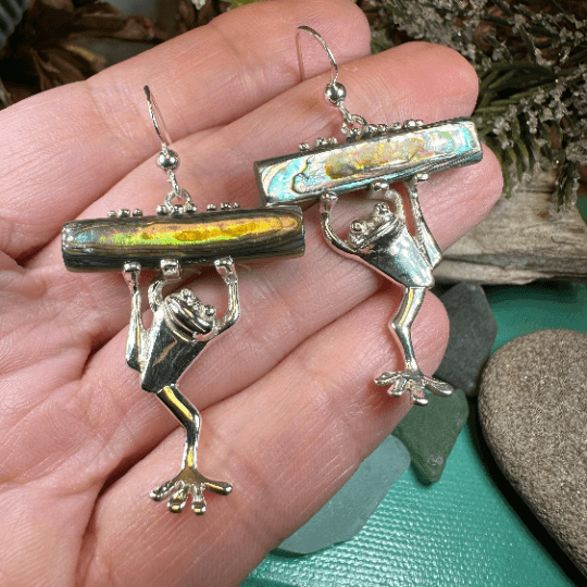 Abalone Frog Earrings - 