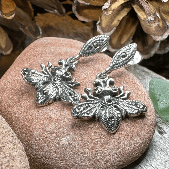 Marcasite Bee Earrings - 