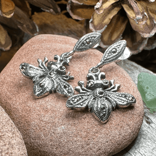 Marcasite Bee Earrings - 