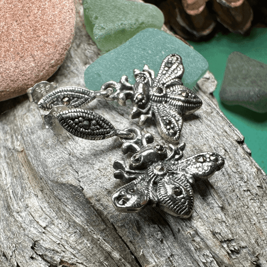 Marcasite Bee Earrings - 