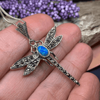 Opal Dragonfly Necklace - Blue Opal