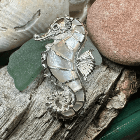 Abalone Seahorse Necklace - 18 / Abalone Shell