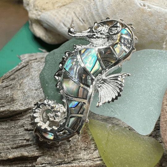 Abalone Seahorse Necklace - 18 / Abalone Shell