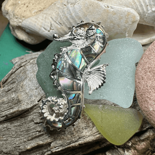 Abalone Seahorse Necklace - 18 / Abalone Shell