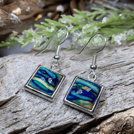 Heathergems Square Earrings - Blue Multi