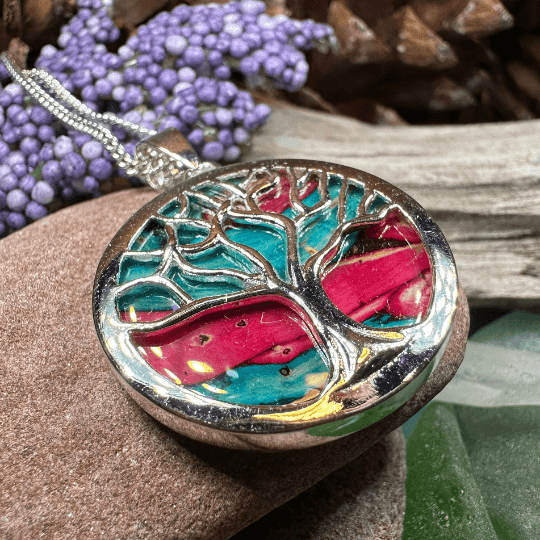 Heathergems Tree of Life Necklace - Red Green
