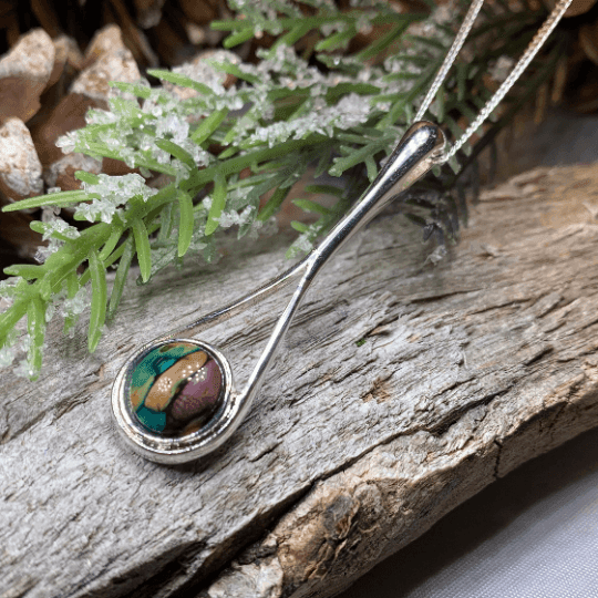 Scottish Raindrop Heathergems Necklace - Green Gold