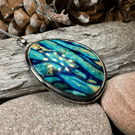 Scottish Organic Heathergems Necklace - Green Blue