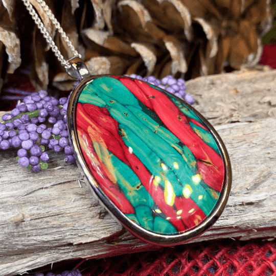 Scottish Organic Heathergems Necklace - Red Green