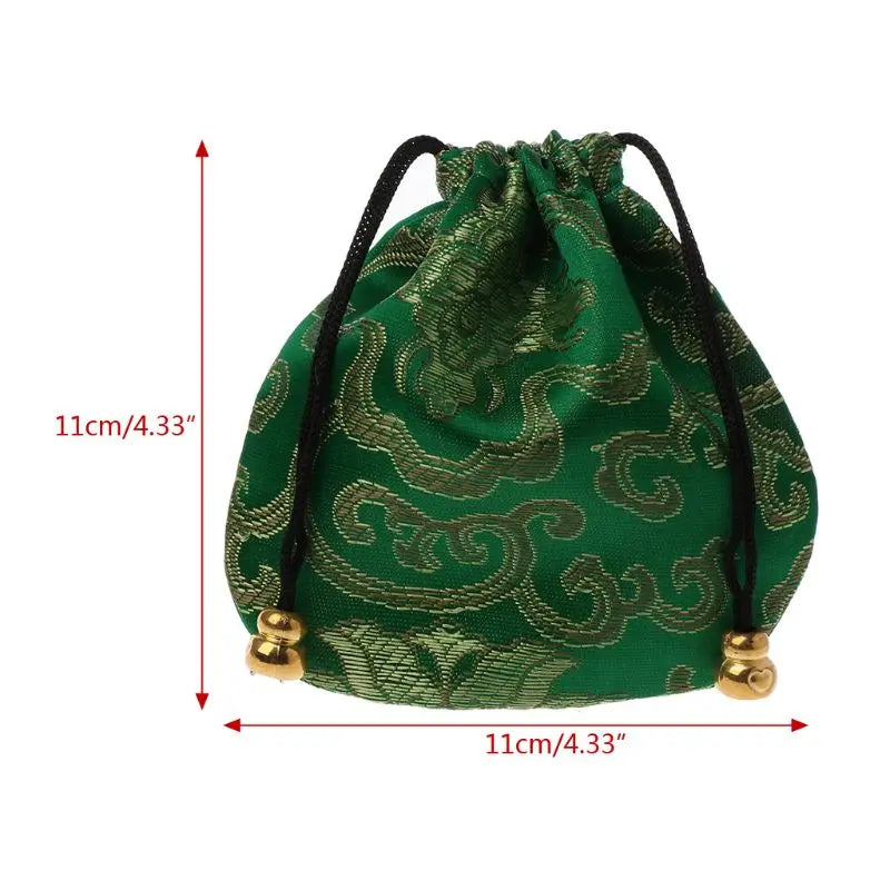 High Quality Silk Travel Pouch Floral Jewelery Bag Packaging Trendy Exquisite Quartet Silk Brocade Tassel Handbags Jewelry Tips