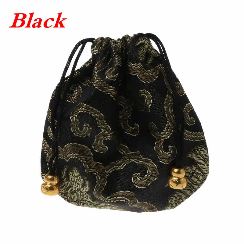 High Quality Silk Travel Pouch Floral Jewelery Bag Packaging Trendy Exquisite Quartet Silk Brocade Tassel Handbags Jewelry Tips