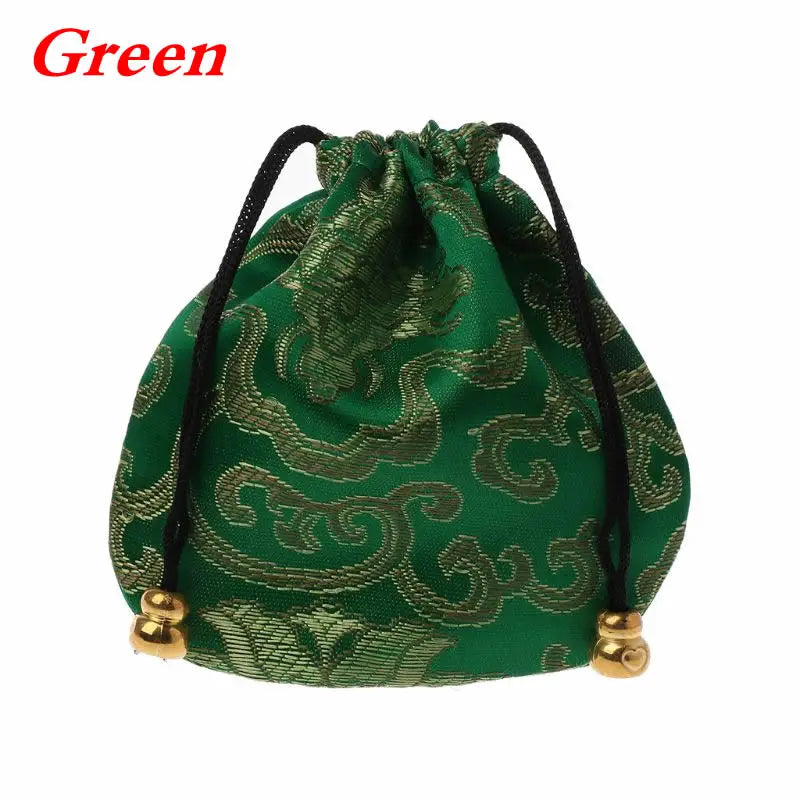 High Quality Silk Travel Pouch Floral Jewelery Bag Packaging Trendy Exquisite Quartet Silk Brocade Tassel Handbags Jewelry Tips