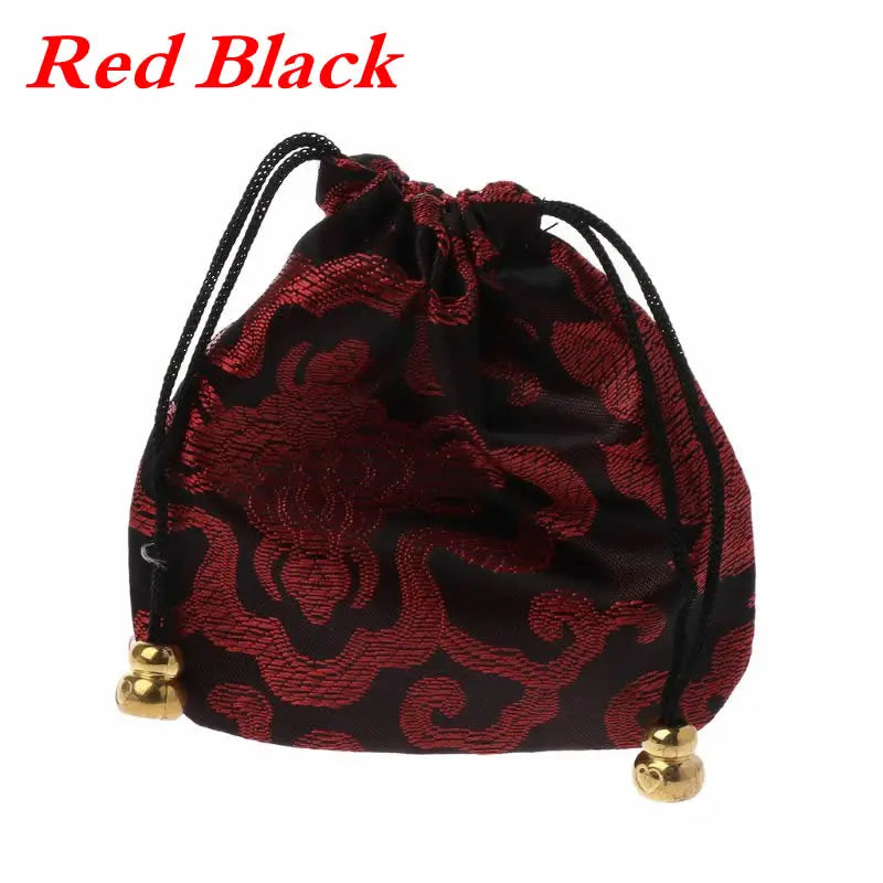 High Quality Silk Travel Pouch Floral Jewelery Bag Packaging Trendy Exquisite Quartet Silk Brocade Tassel Handbags Jewelry Tips